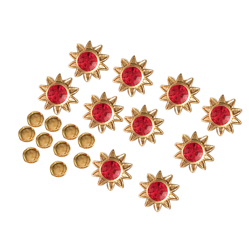 10 Sets Rhinestone Flower Studs Rivets Spikes for DIY Shoes Bags Decor 5