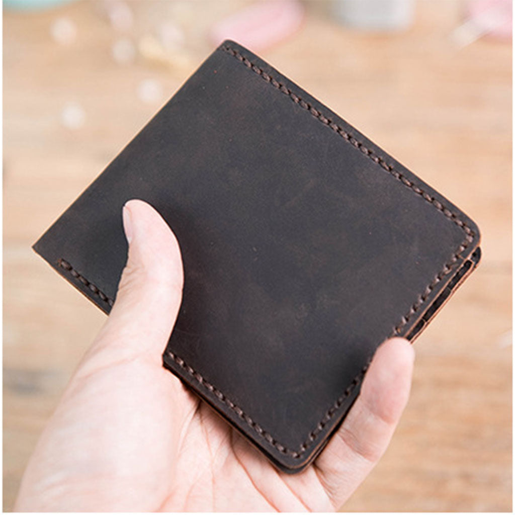 DIY Leather Purse Kit Leather Blanks Set for Making Bifold Wallet Coffee
