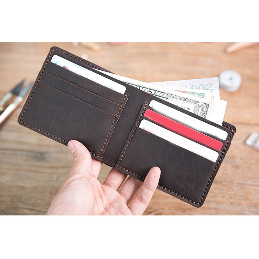 DIY Leather Purse Kit Leather Blanks Set for Making Bifold Wallet Coffee