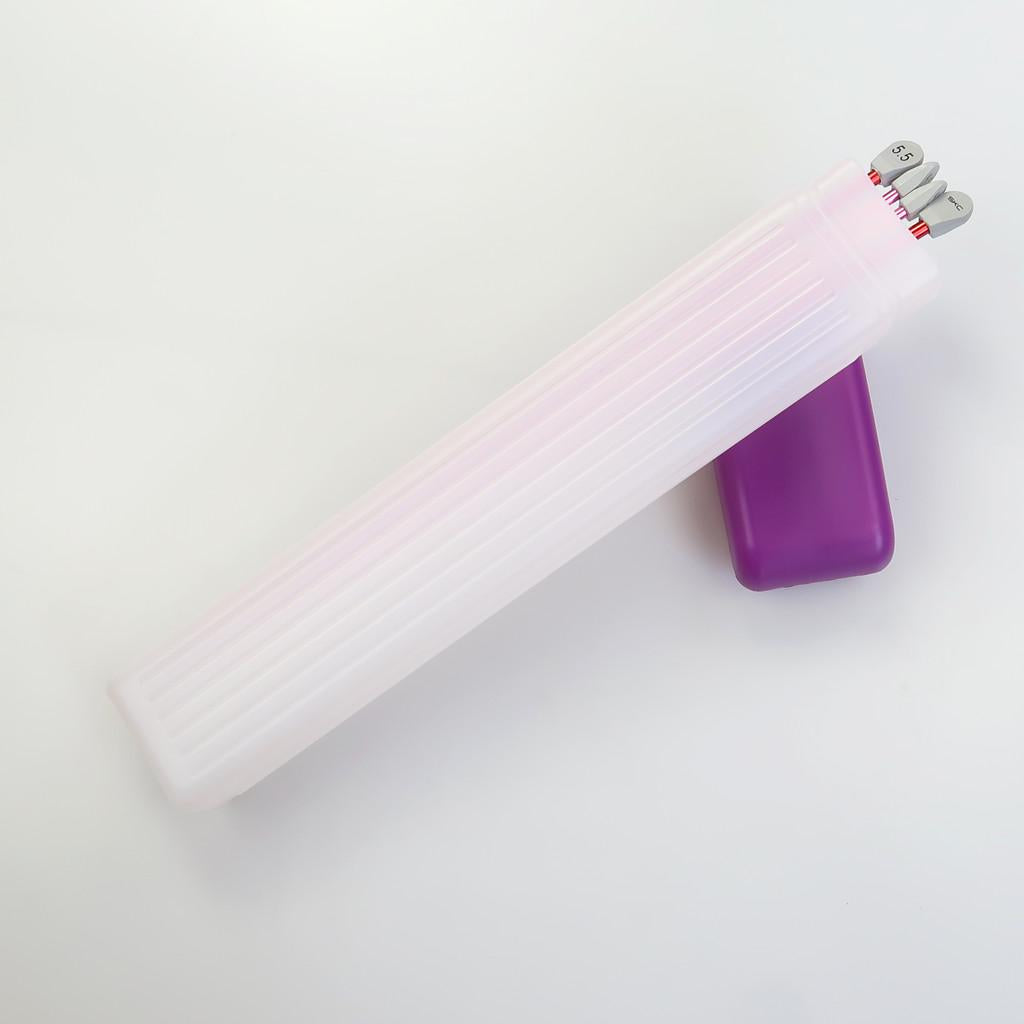 Plastic Knitting Needle Crochet Hook Tube Case Holder Storage Case Purple