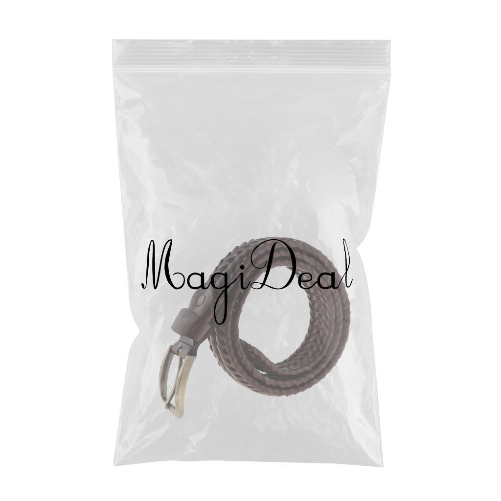 Retro Men Woven Hollowed-out Adjustable Waist Belt Waistband Dark Coffee