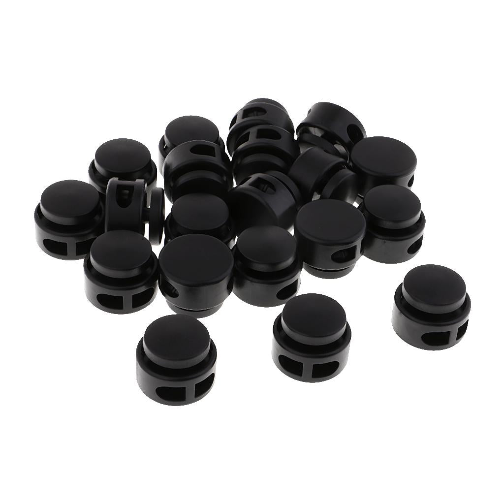 20pcs Plastic Non-slip Double Hole String Cord Locks for Shoelace Bag Decor