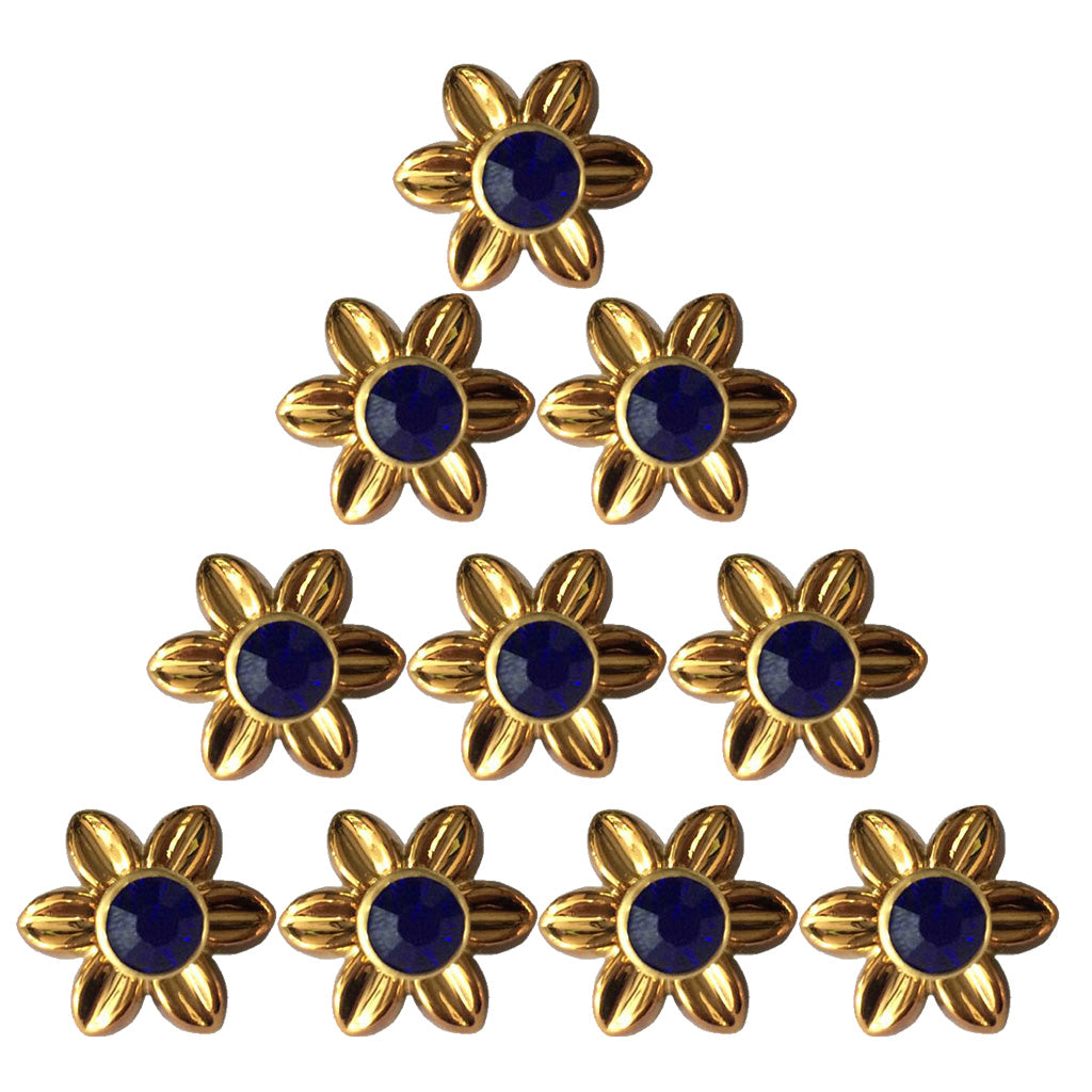 10Pcs Plastic Flower Rivets Studs for Clothes Shoes Bags Decor 19mm Blue