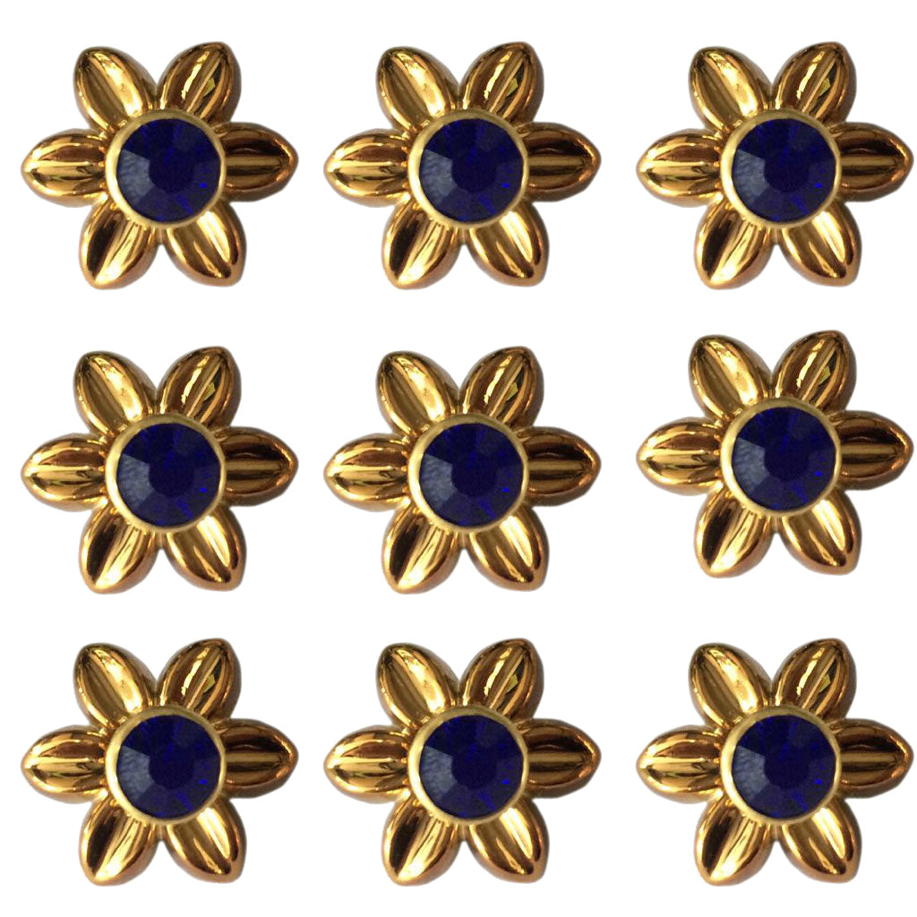 10Pcs Plastic Flower Rivets Studs for Clothes Shoes Bags Decor 19mm Blue