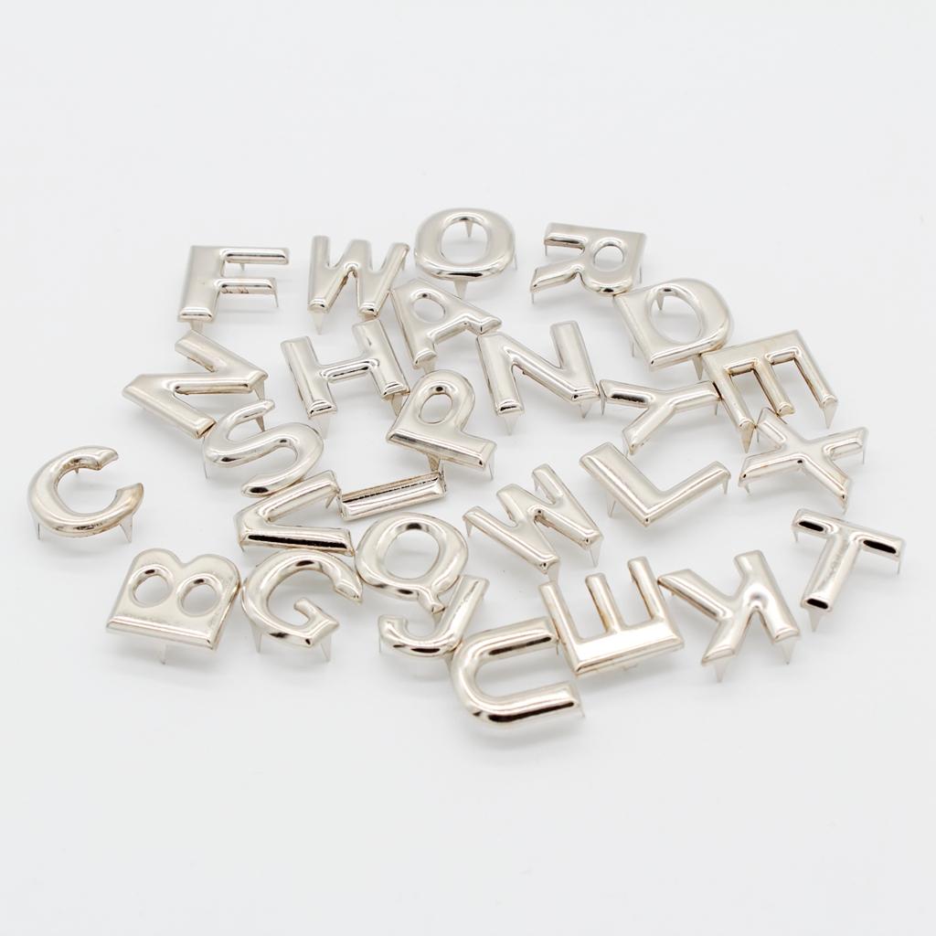130Pcs DIY English Letter Metal Rivets Claw Studs for Bags Clothes Hat Decor