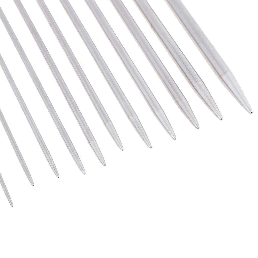 22pcs 11 Sizes Stainless Steel Single Pointed Crochet Knitting Needles 2-8mm