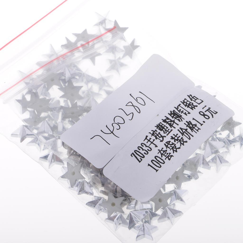 100 Set Plastic Star Press Studs Rivets Snap Fasteners for Leather Craft 9mm