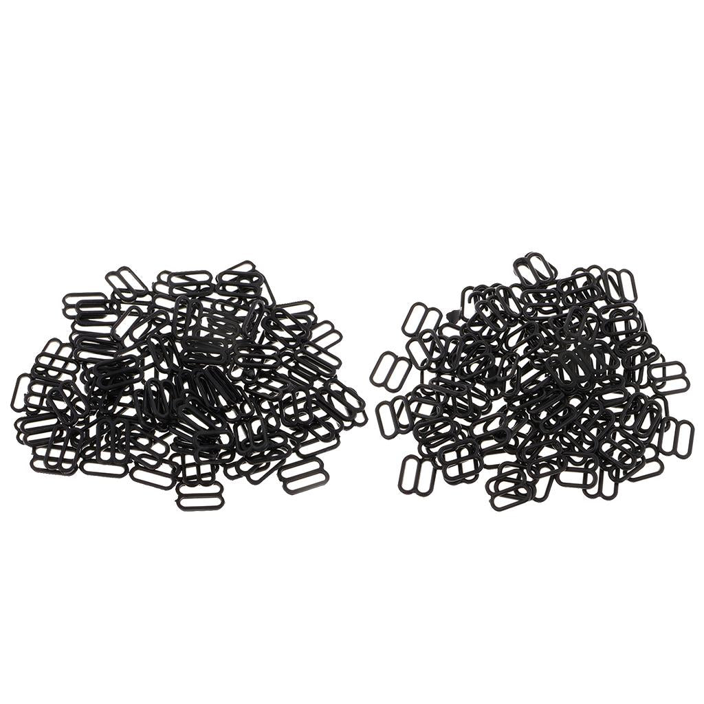 100Pc Nylon Bra Strap Buckles Sliders Hooks 8 Lingerie Sewing Fasteners 10mm