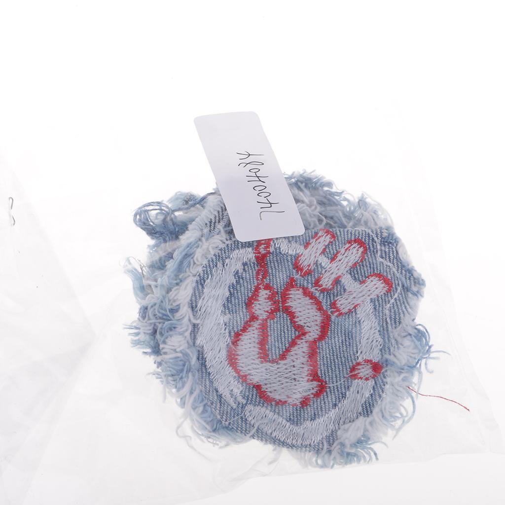 6 Pieces Embroidered Sew-on Patches Denim Fabric for Clothes Hats Bags Decor