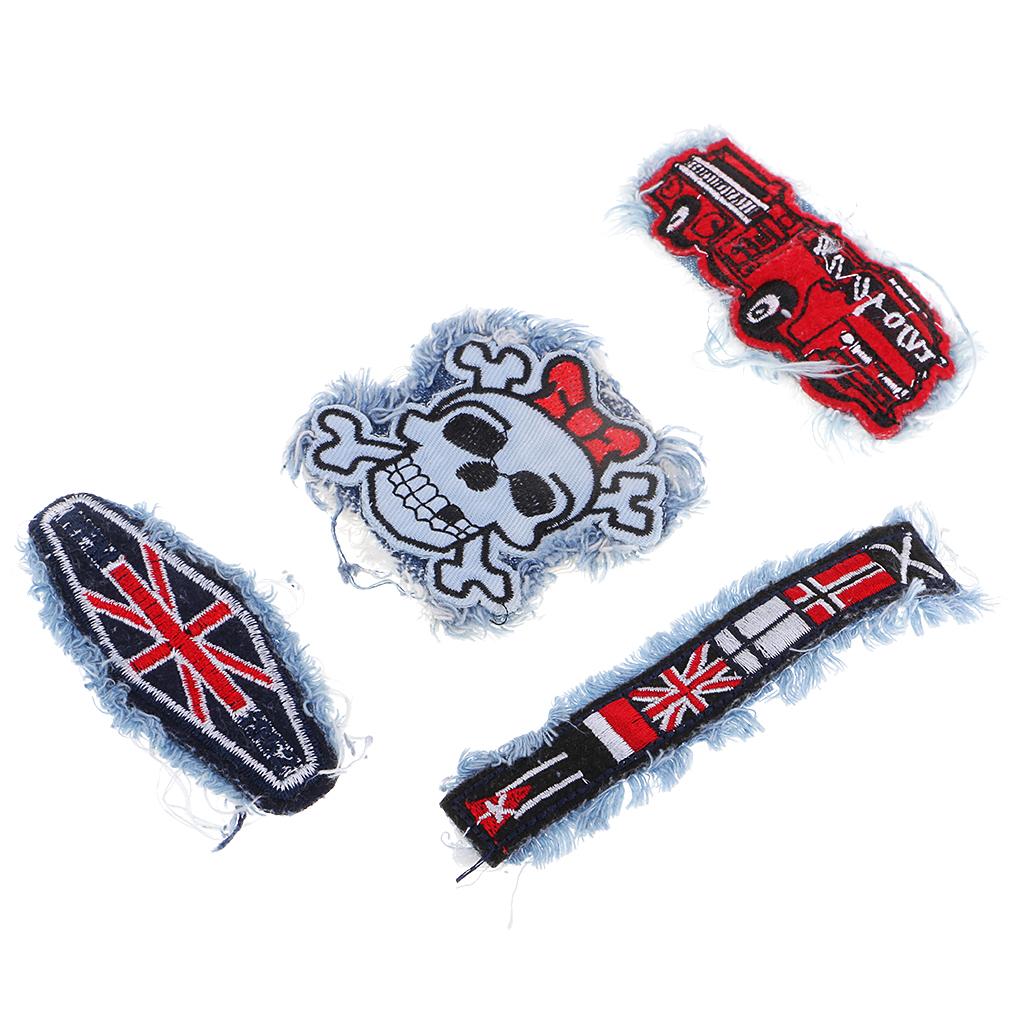 4pcs Assorted Styles Sew on Jeans Embroidered Patches Sewing Appliques