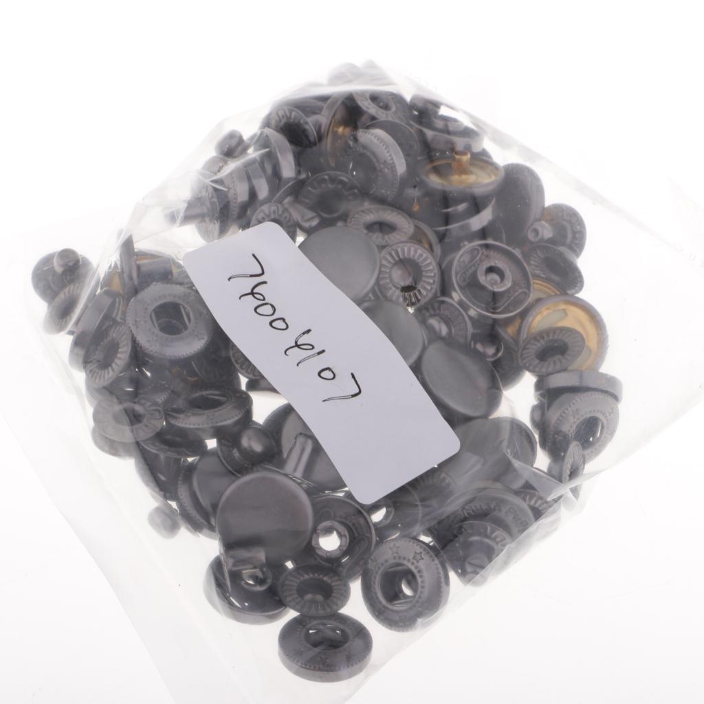 30 Sets Metal Fasteners Snap Rivets Buttons for Leather Crafts Dark Nickel