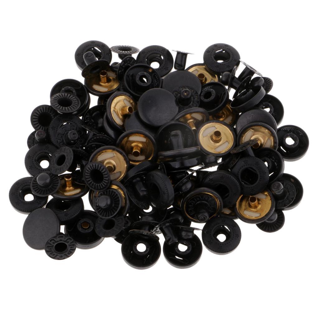 30 Sets Metal Fasteners Snap Rivets Buttons for Leather Crafts Black
