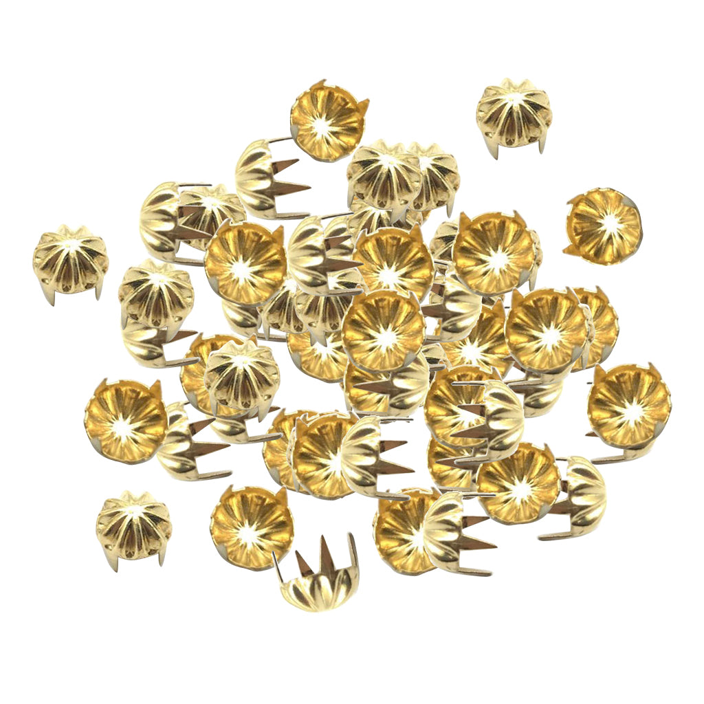 50pcs Pumpkin Studs Metal Claw Nailhead Punk Stud Rivet Spikes Gold