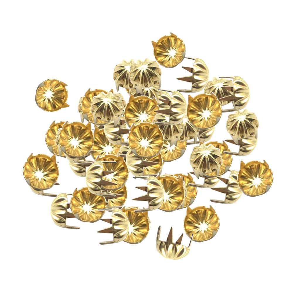 50pcs Pumpkin Studs Metal Claw Nailhead Punk Stud Rivet Spikes Gold