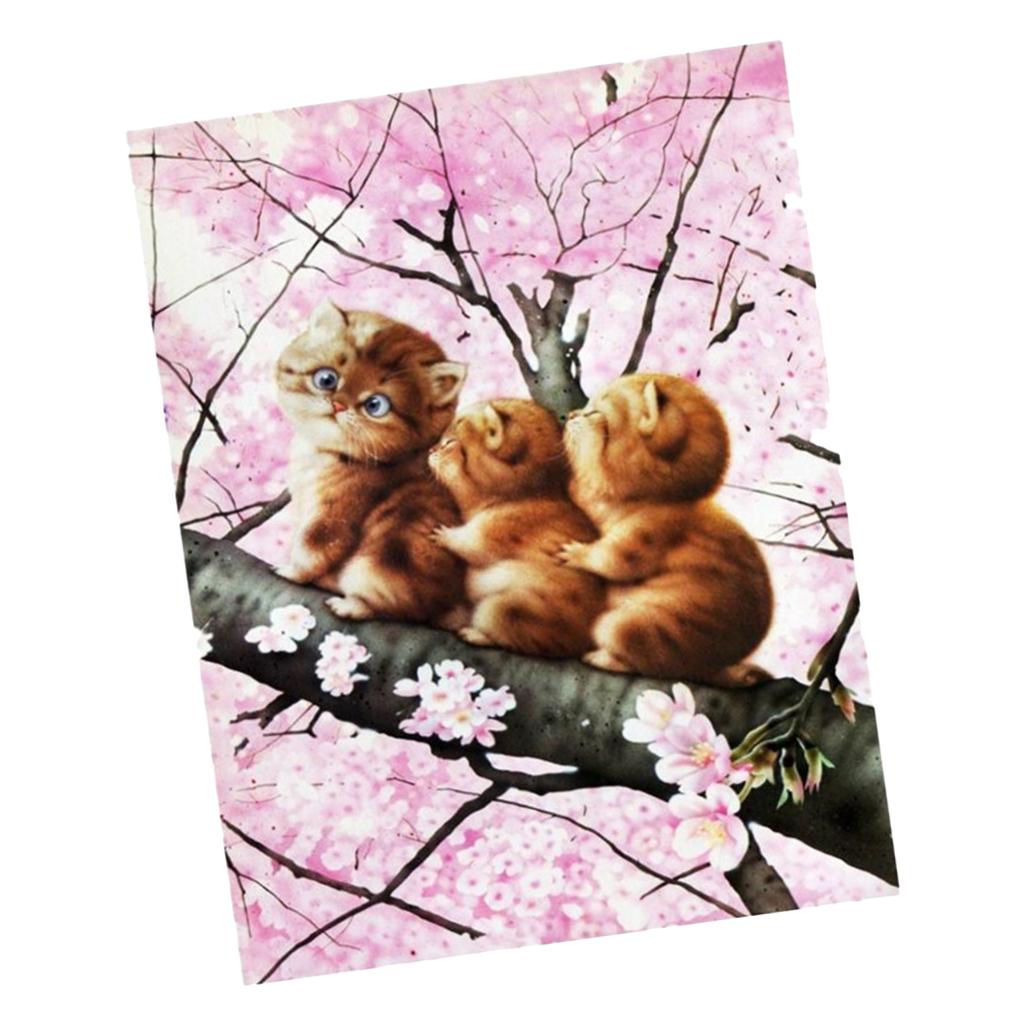 5D DIY Diamond Painting Cute Three Cat with Cross Stitch Kit for Home Decor