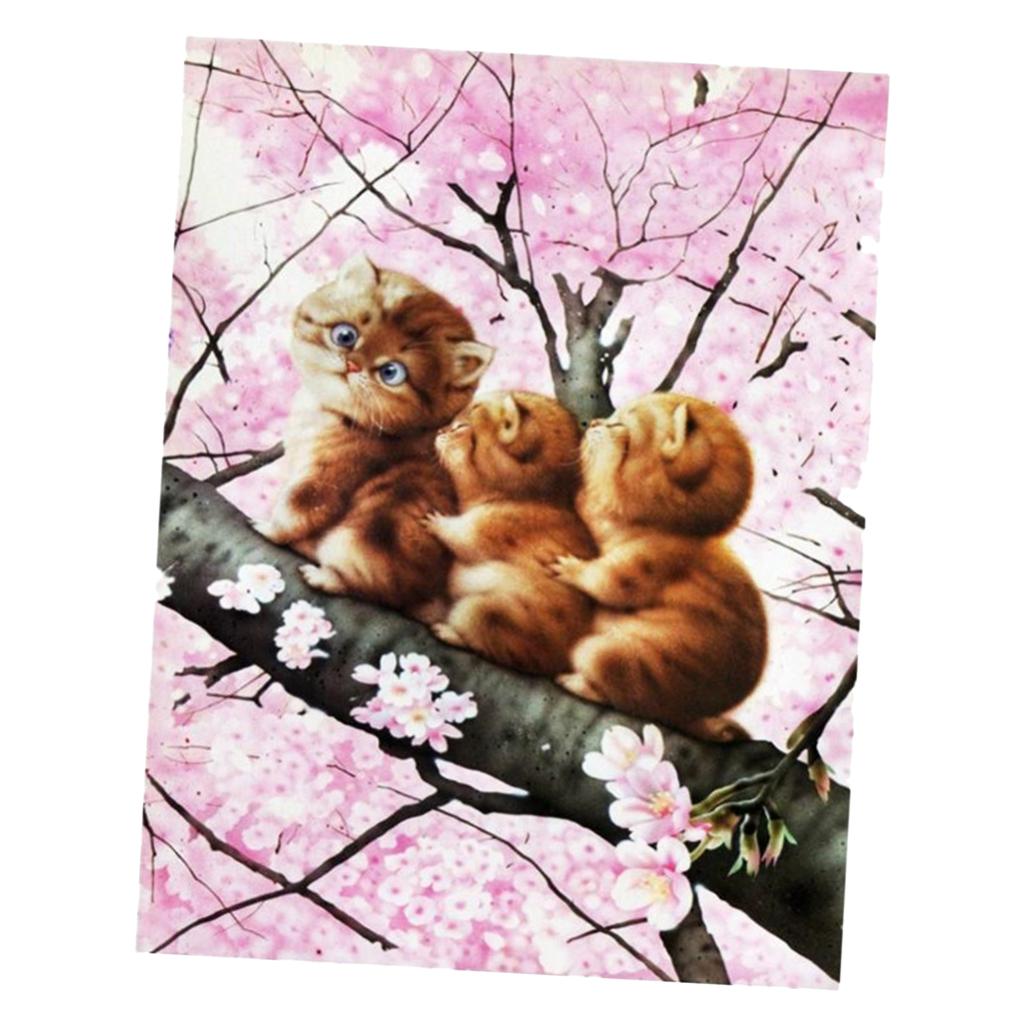 5D DIY Diamond Painting Cute Three Cat with Cross Stitch Kit for Home Decor