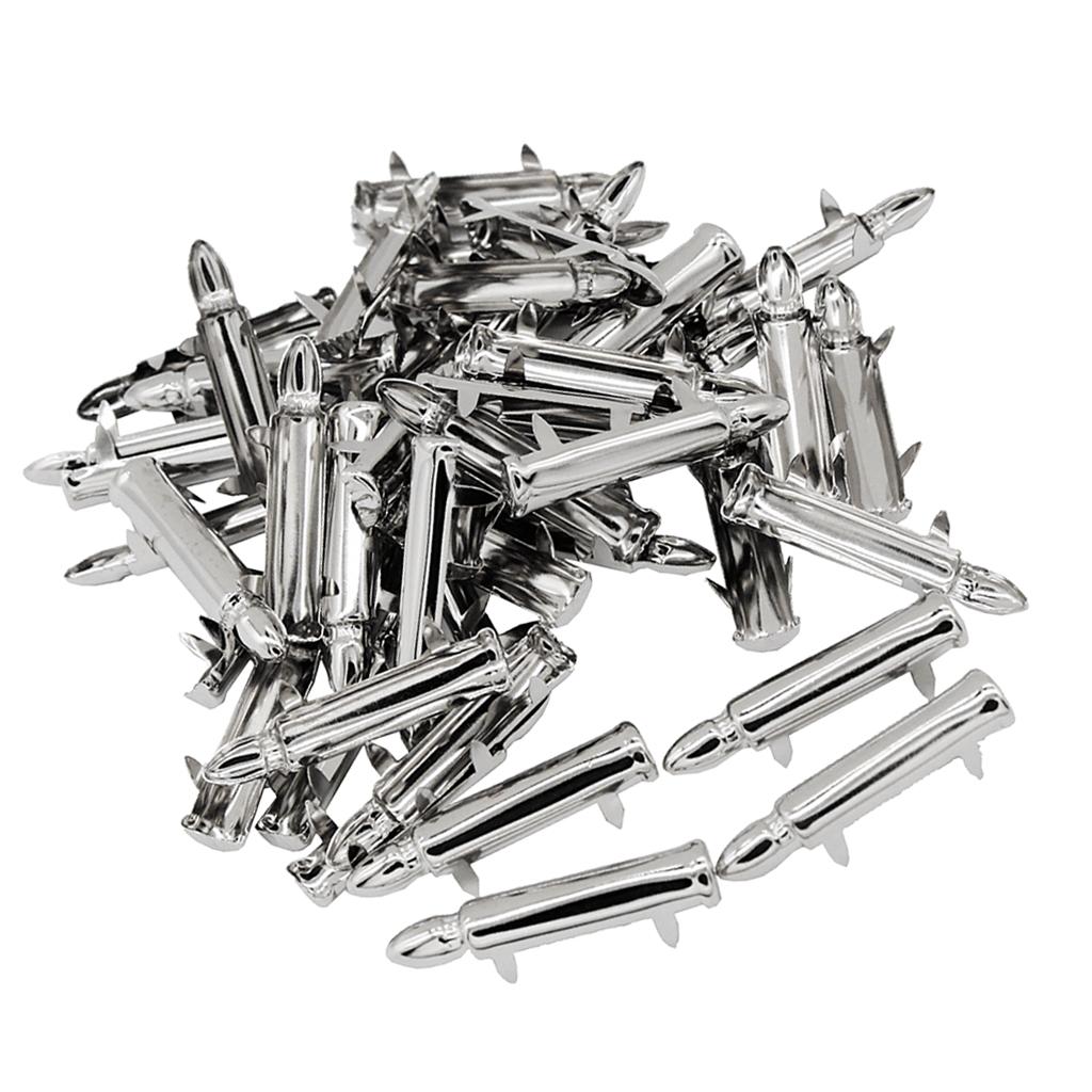 50pcs Alloy Bullet Shape Rivets Spike Studs Spots for DIY Belts Bags Silver