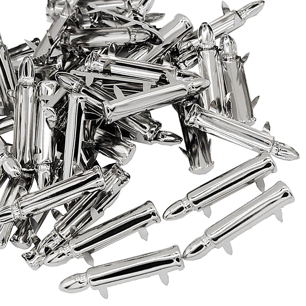 50pcs Alloy Bullet Shape Rivets Spike Studs Spots for DIY Belts Bags Silver