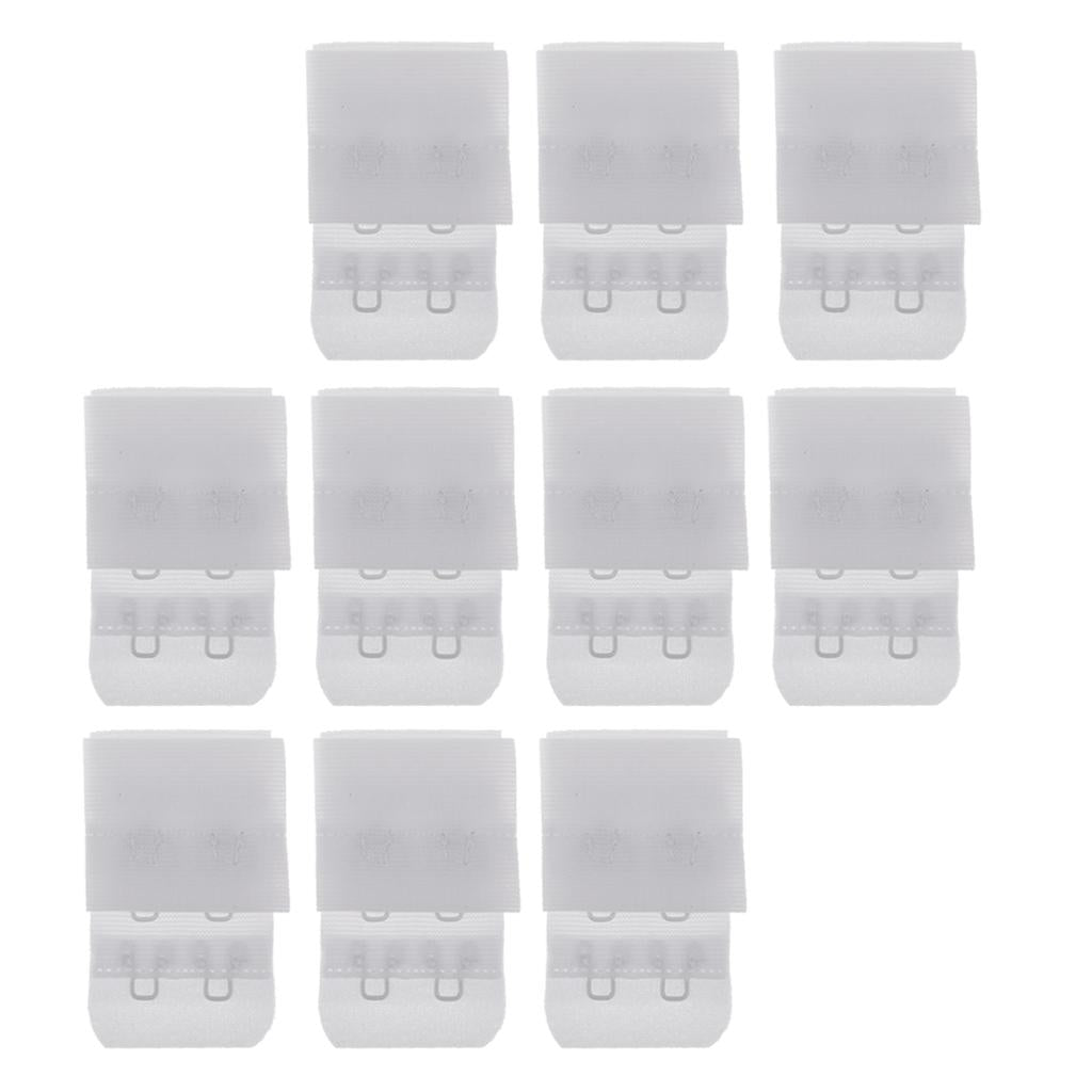 10Pcs 2 Hooks 3 Rows Bra Strap Extender Underwear Belt Adding Buckles White