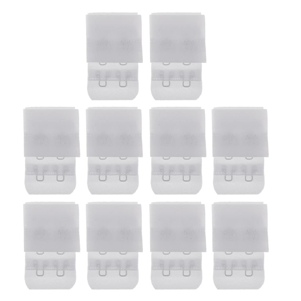 10Pcs 2 Hooks 3 Rows Bra Strap Extender Underwear Belt Adding Buckles White