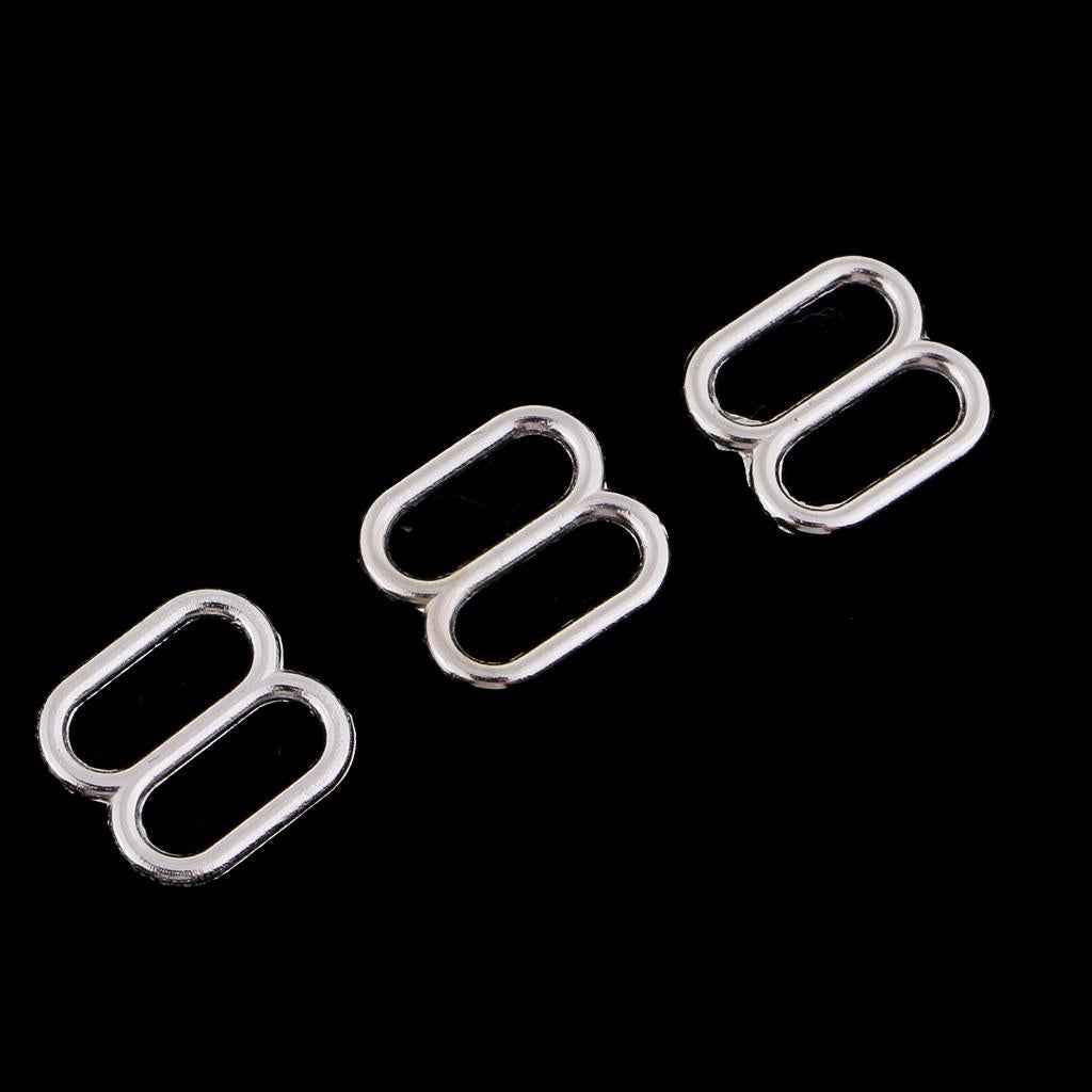 100Pc Metal Bra Strap Adjuster Slider 8 Hook Lingerie Adjustment Buckle 8mm