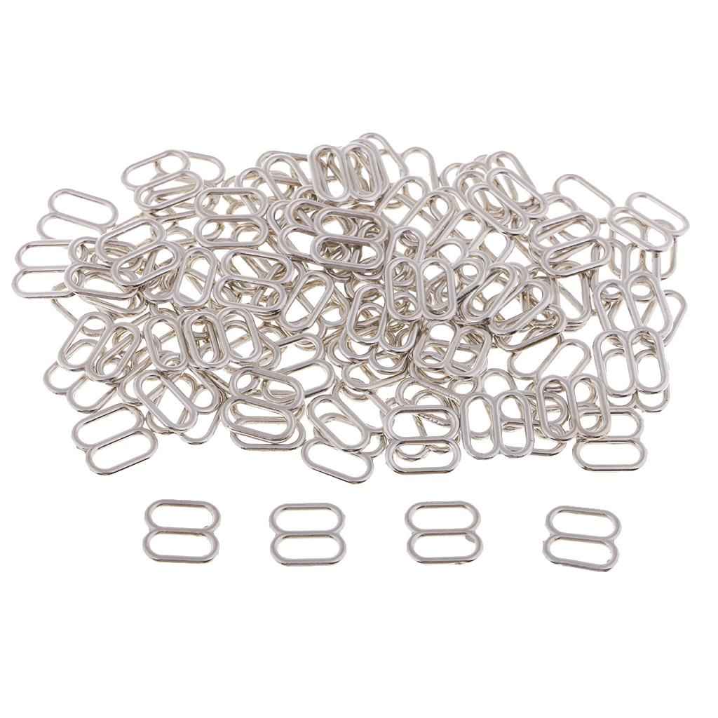 100Pc Metal Bra Strap Adjuster Slider 8 Hook Lingerie Adjustment Buckle 8mm