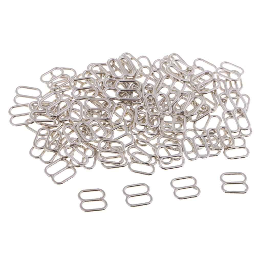 100Pc Metal Bra Strap Adjuster Slider 8 Hook Lingerie Adjustment Buckle 8mm