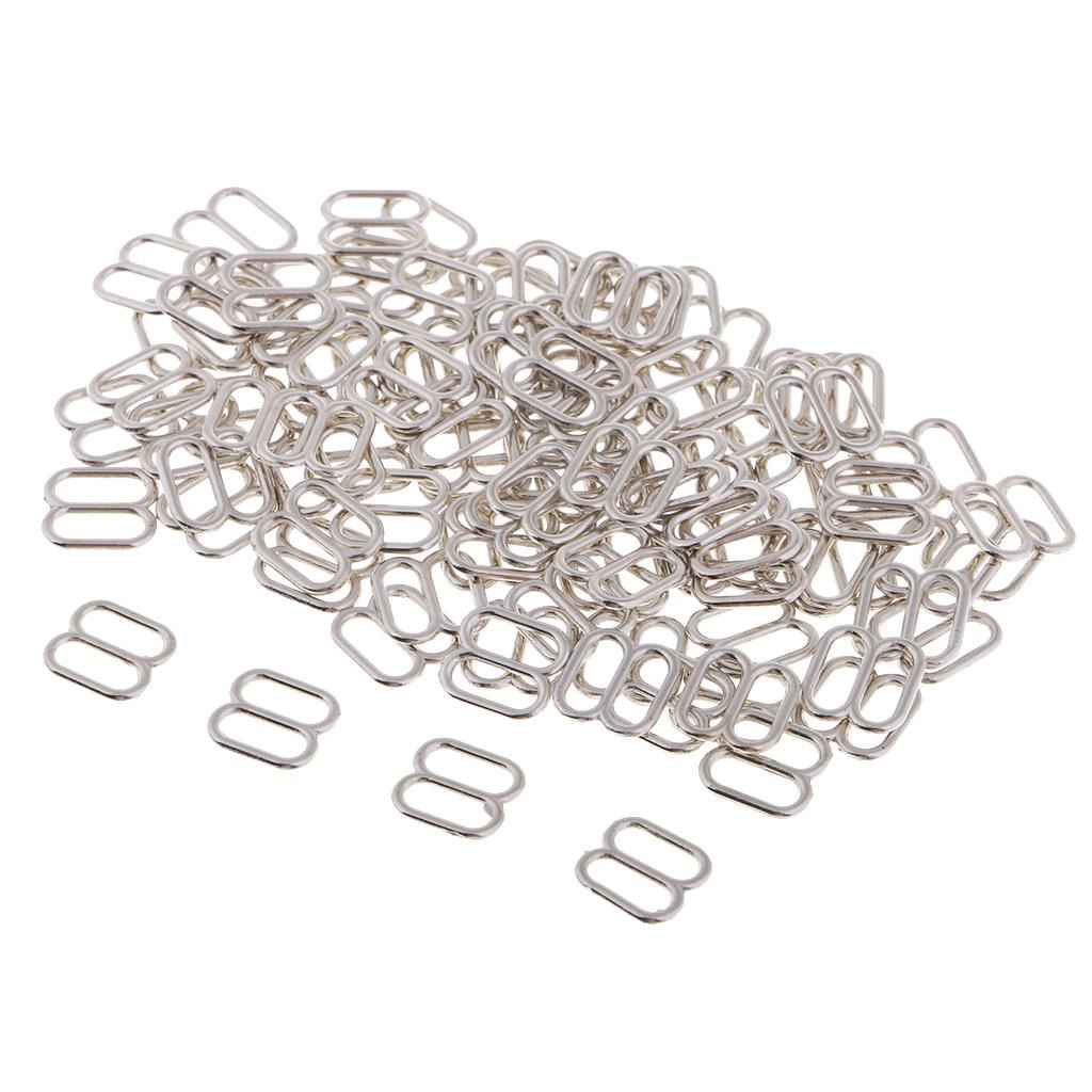 100Pc Metal Bra Strap Adjuster Slider 8 Hook Lingerie Adjustment Buckle 8mm