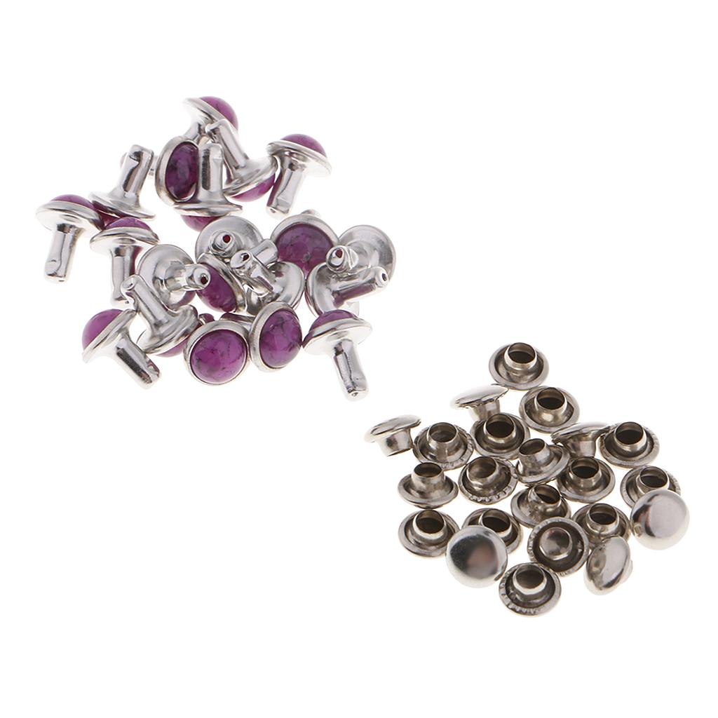 20 Sets Plastic Turquoise Rivets Studs for Bag DIY Leather Craft Purple