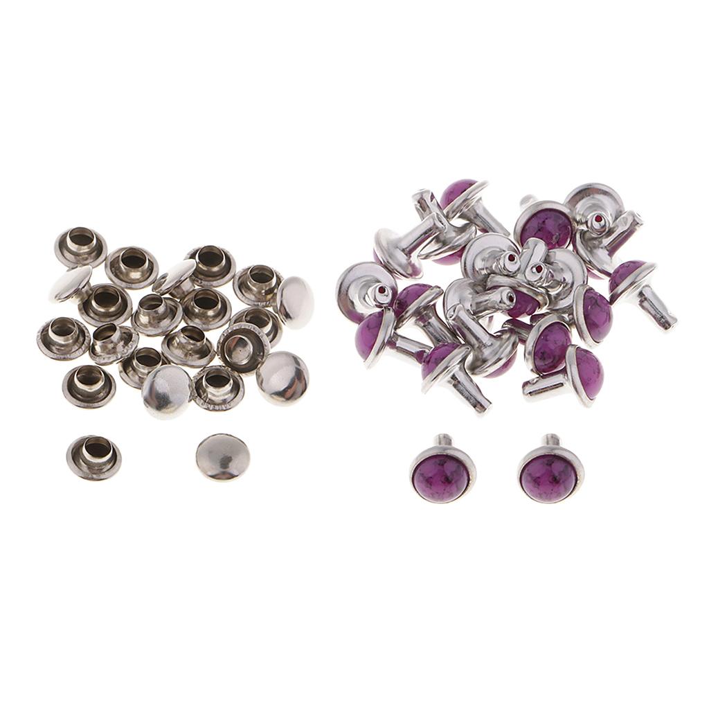 20 Sets Plastic Turquoise Rivets Studs for Bag DIY Leather Craft Purple