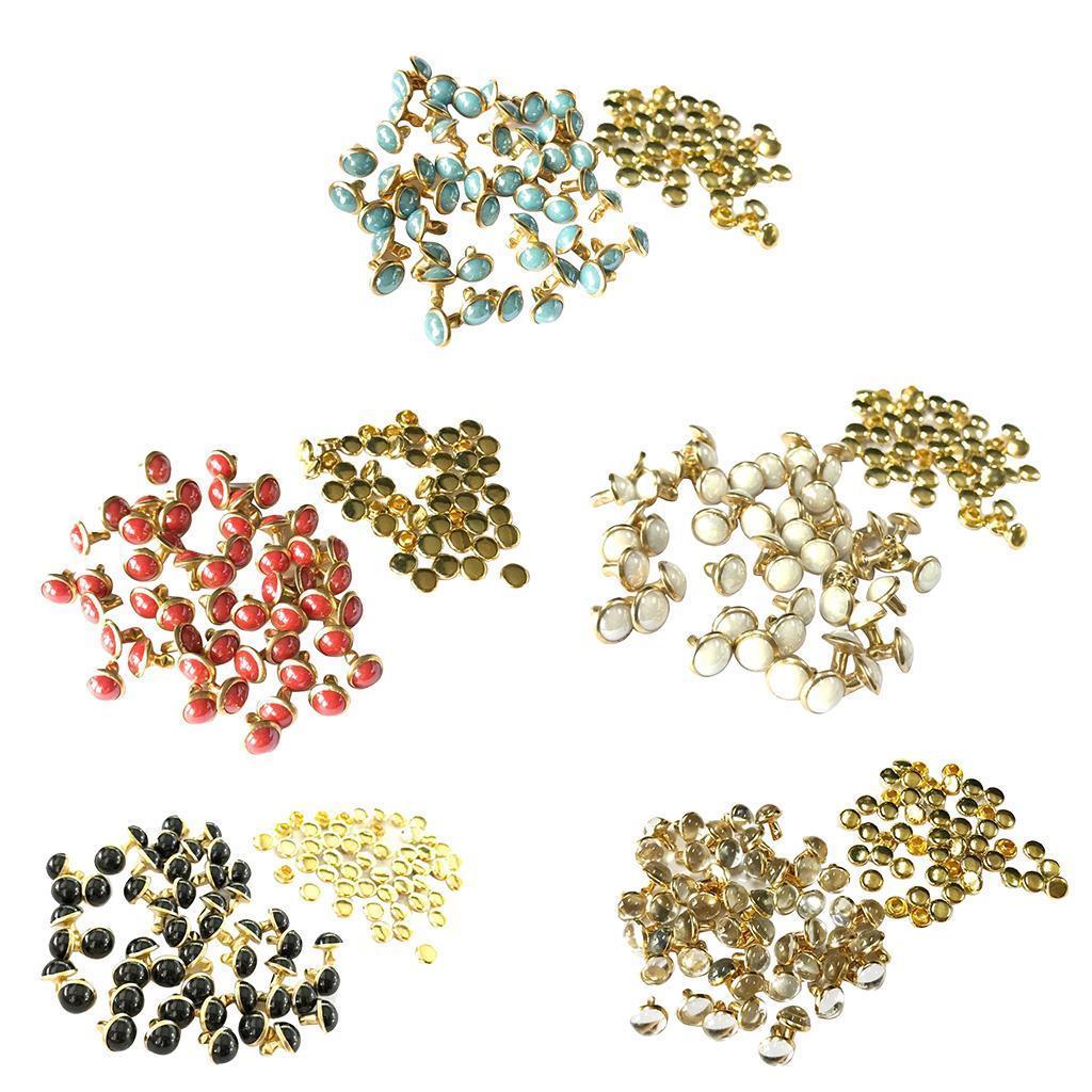 50 Sets Metal Mushroom Dome Studs Rivets for Leathercraft DIY 7.5mm Red