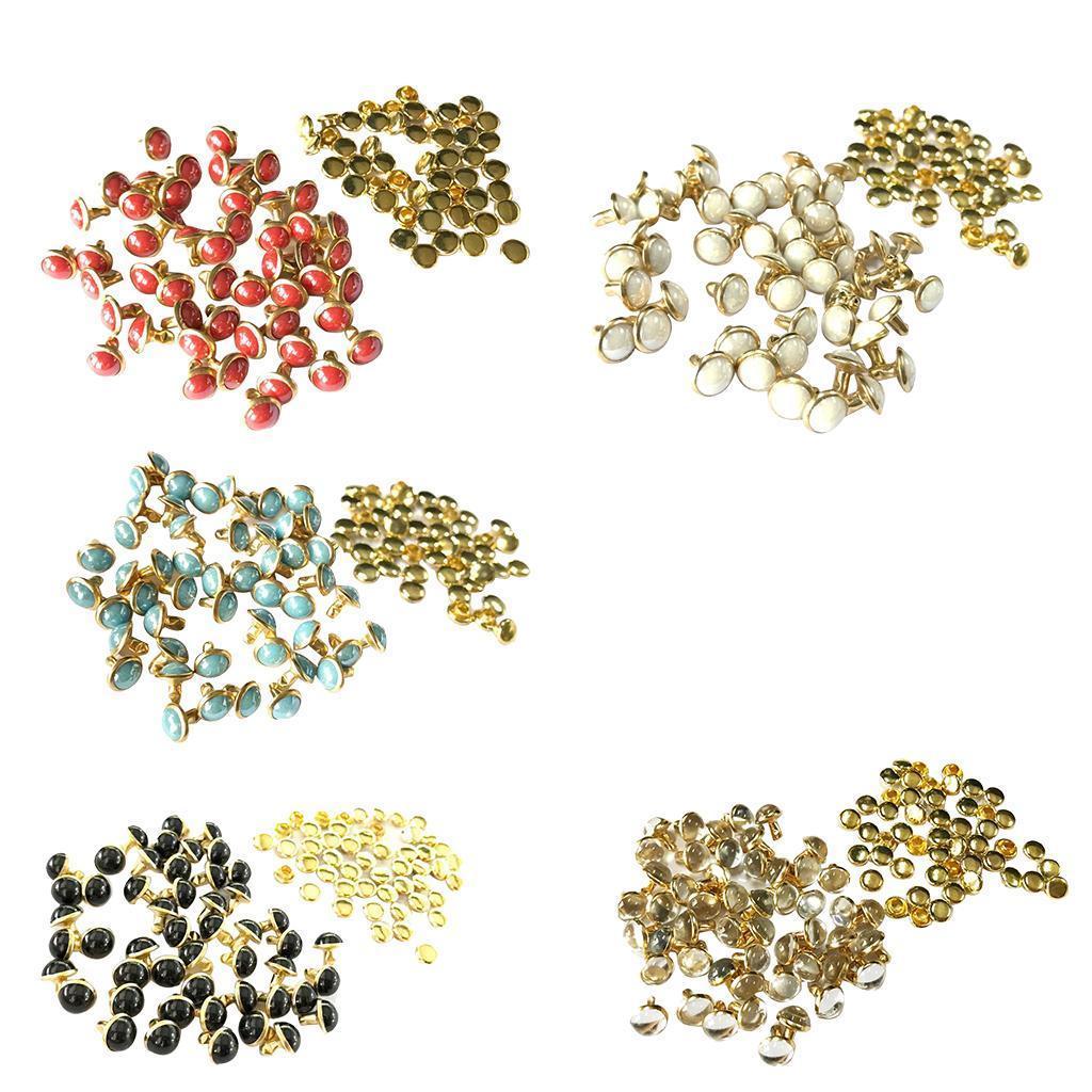 50 Sets Metal Mushroom Dome Studs Rivets for Leathercraft DIY 7.5mm Red