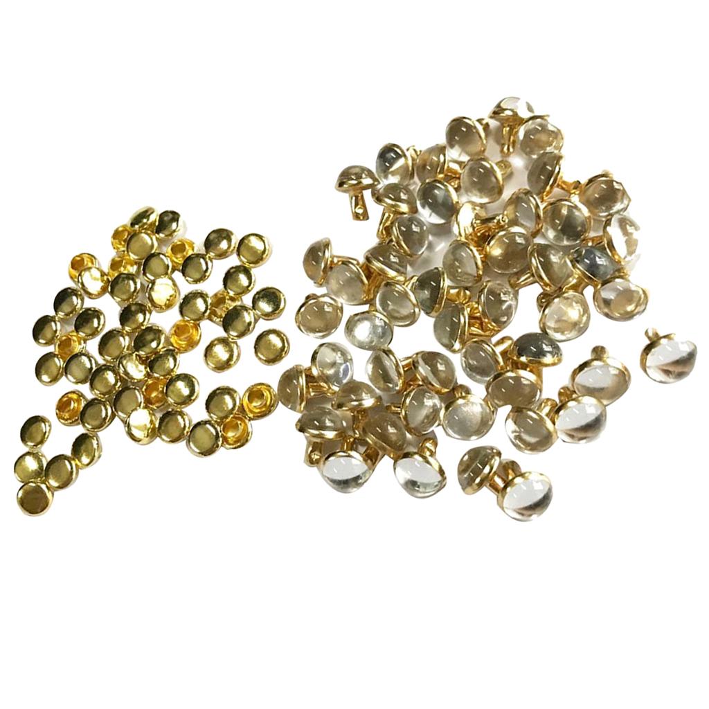50 Sets Metal Mushroom Dome Studs Rivets for Leathercraft DIY 7.5mm Grey