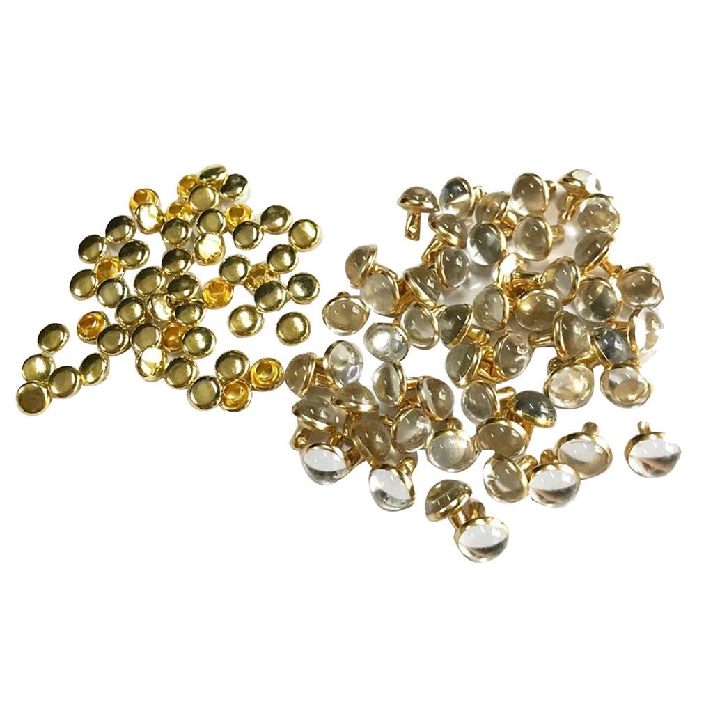 50 Sets Metal Mushroom Dome Studs Rivets for Leathercraft DIY 7.5mm Grey