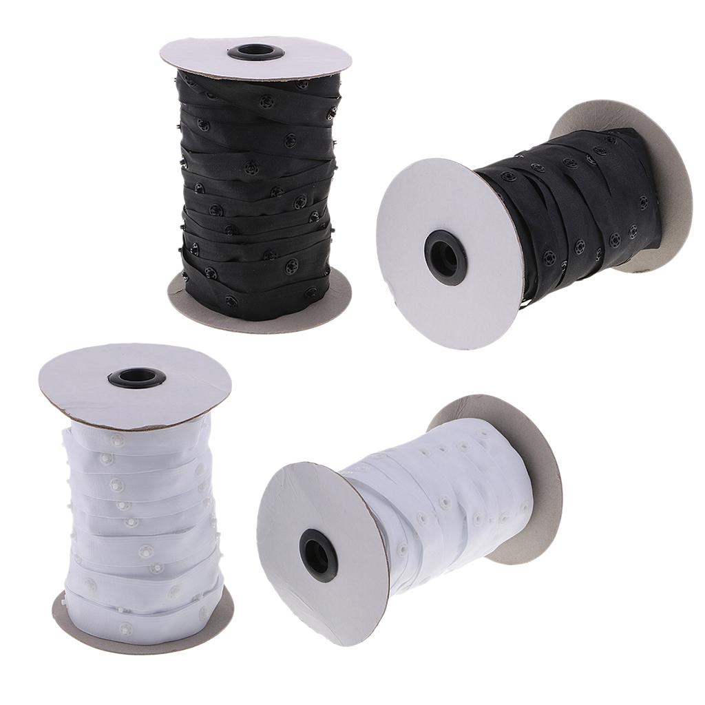 2 Roll Plastic Snap Fastener Tape for Duvet Covers/Cushions/Fabric Use White