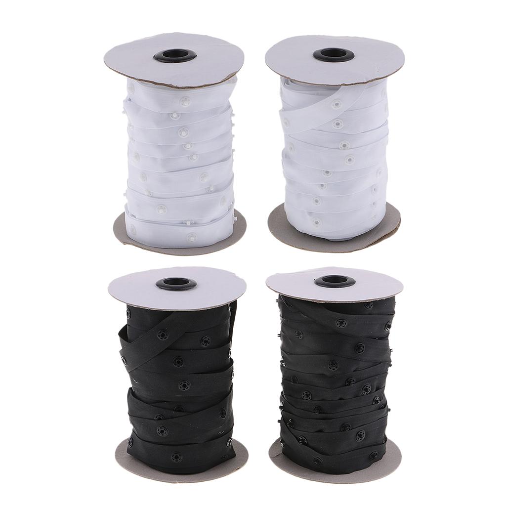 2 Roll Plastic Snap Fastener Tape for Duvet Covers/Cushions/Fabric Use White