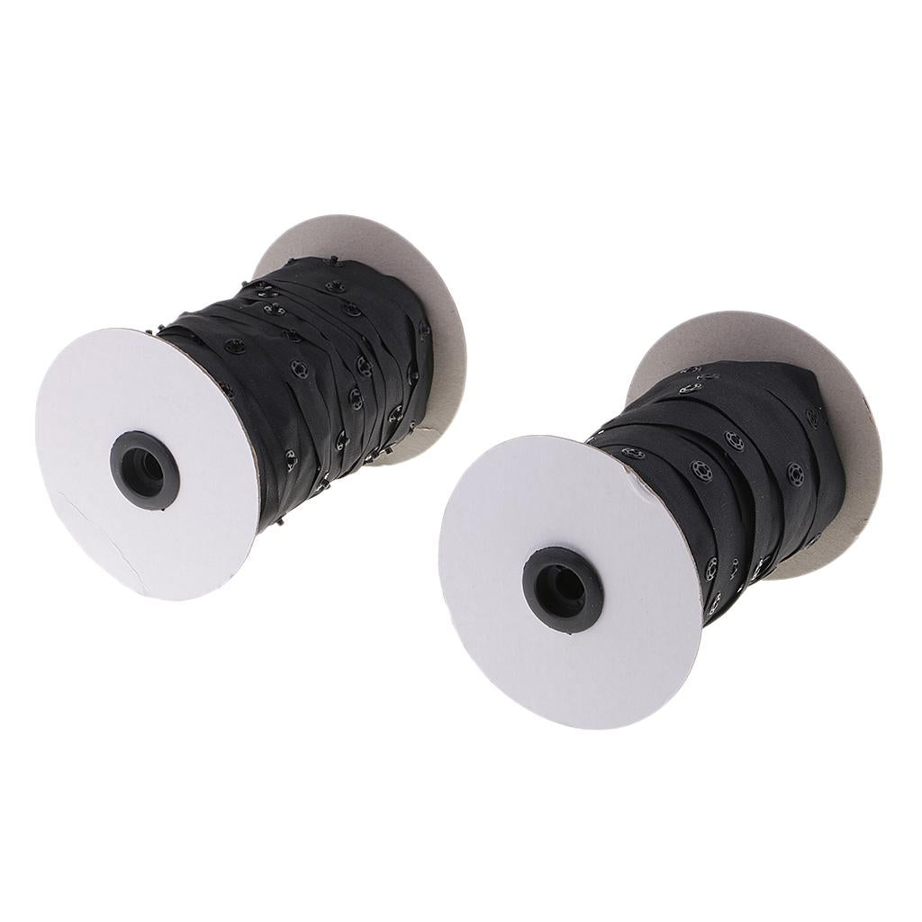 2 Roll Plastic Snap Fastener Tape for Duvet Covers/Cushions/Fabric Use Black