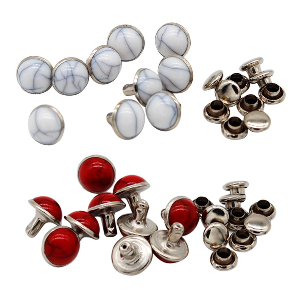 30pcs Round Turquoise Rivets Studs for DIY Leather Craft 8.5mm Red