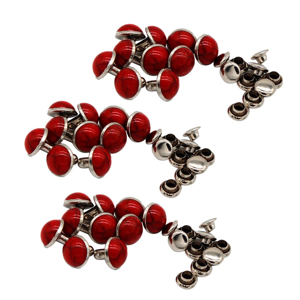30pcs Round Turquoise Rivets Studs for DIY Leather Craft 8.5mm Red