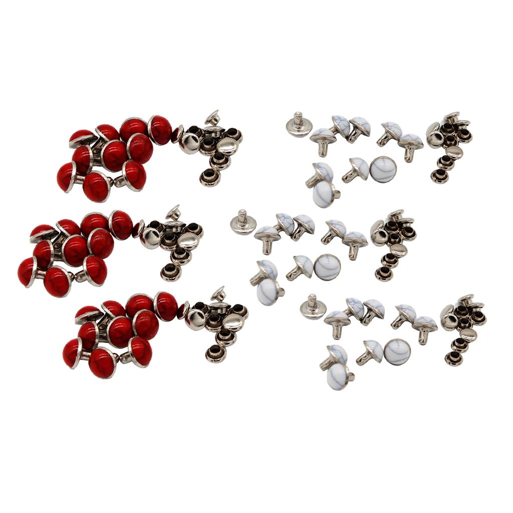 30pcs Round Turquoise Rivets Studs for DIY Leather Craft 8.5mm Red