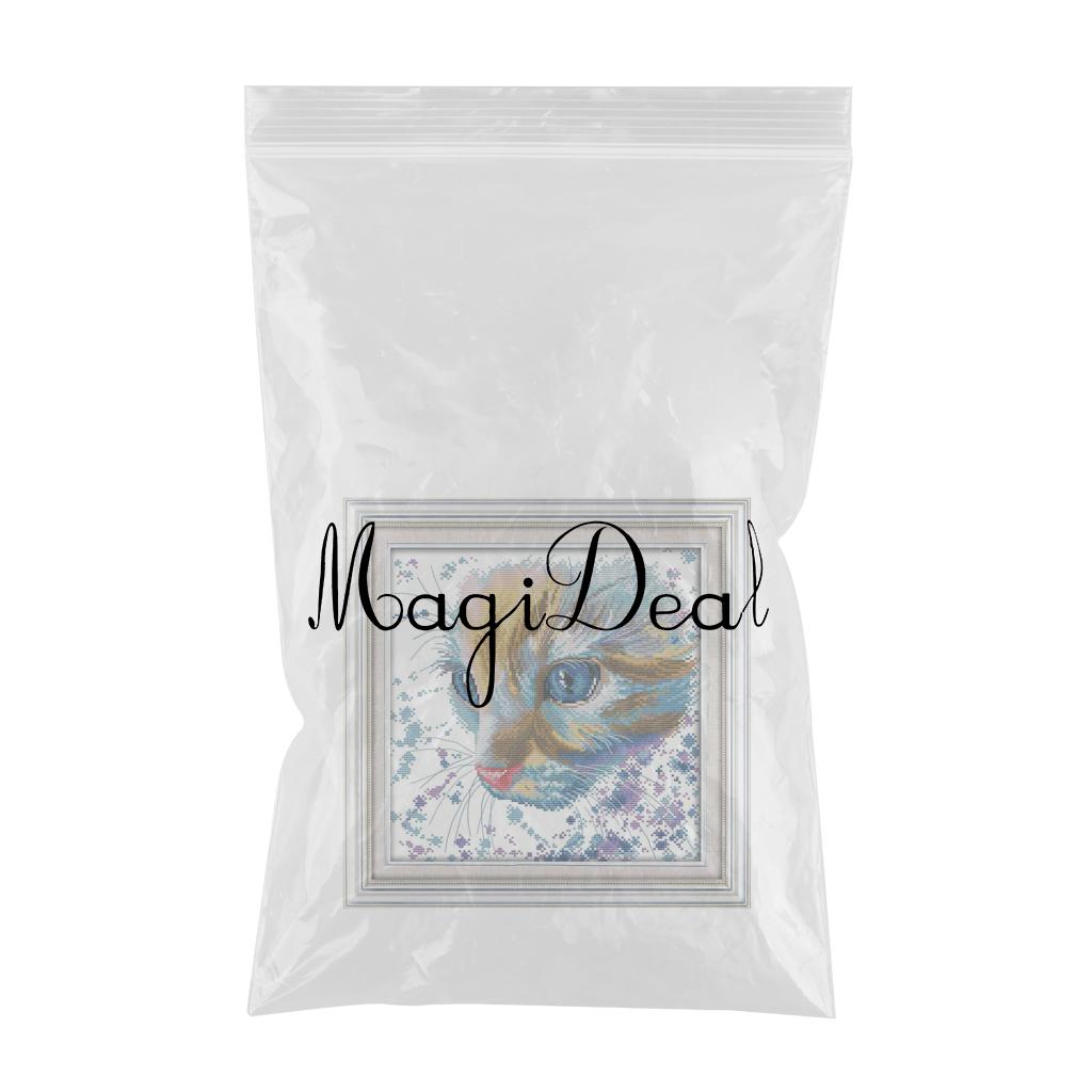 Watercolor Cat Pattern Stamped Cross Stitch Kit DIY Needlework 14CT 32x32cm
