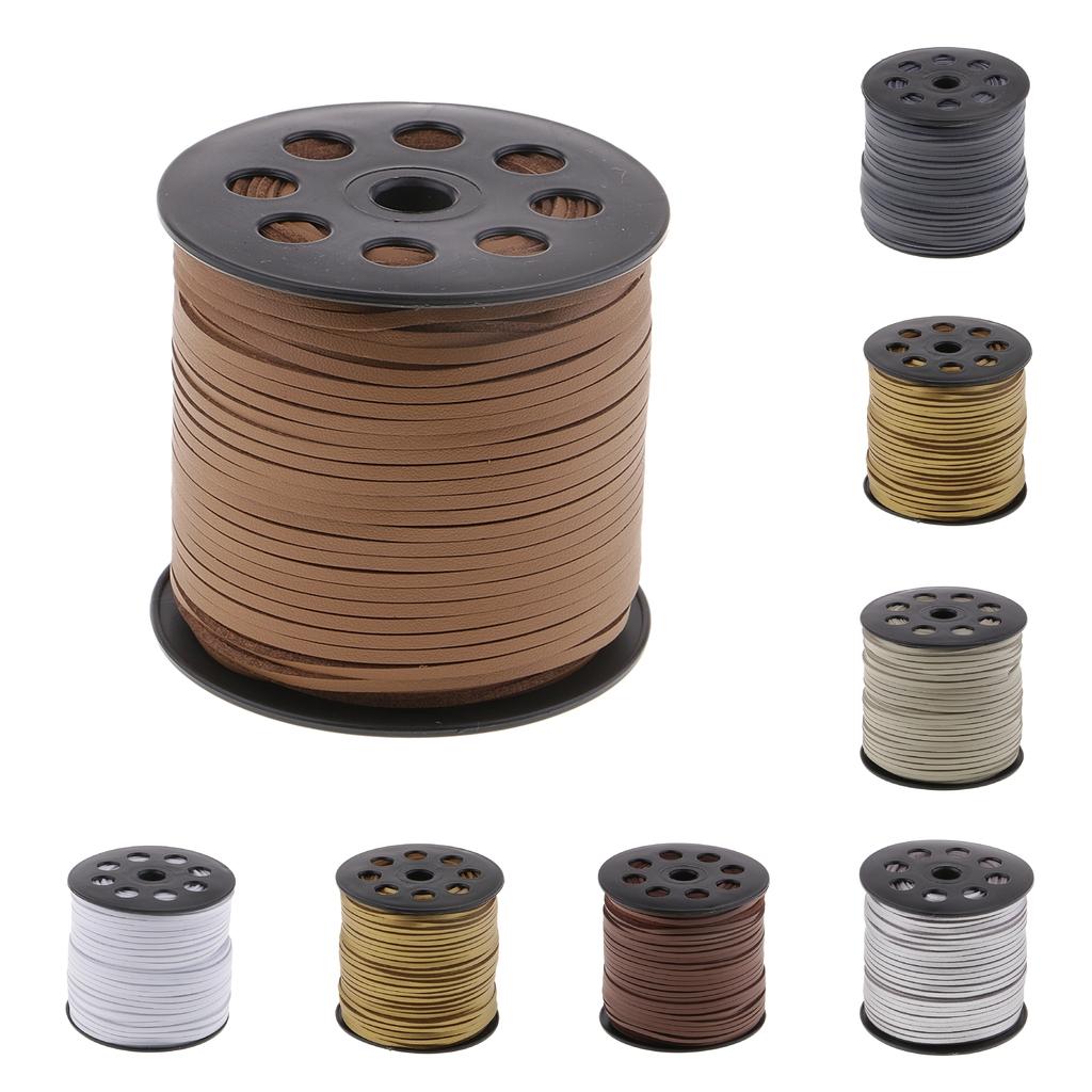 100 Yards 2.6mm Flat Suede PU Leather String Jewelry Making Thread Cord Grey