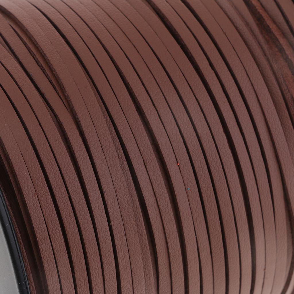 100 Yards Korean PU Leather String Rope Flat Cord Thread 2.6mm Brown