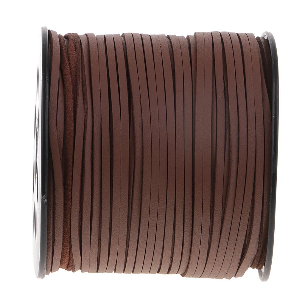 100 Yards Korean PU Leather String Rope Flat Cord Thread 2.6mm Brown