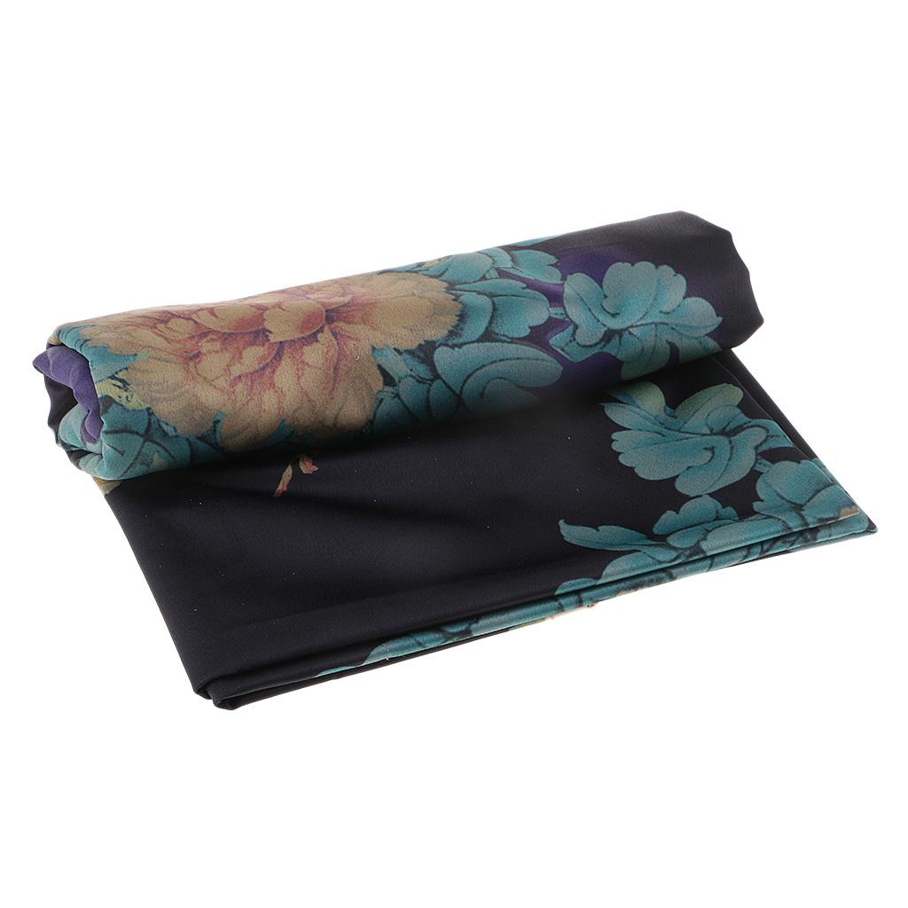 Vintage Faux Silk Floral Fabric Sewing Material for DIY Craft Blue 0.5 Meter