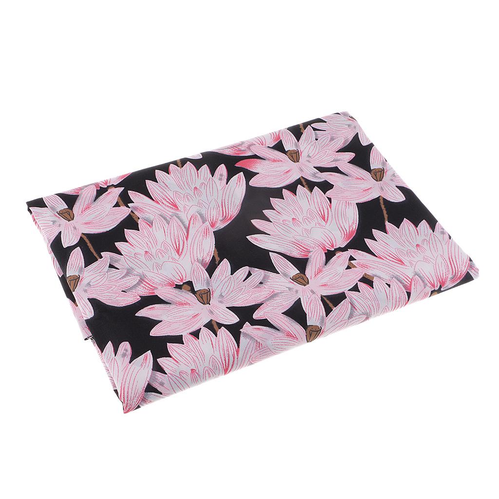 Printed Floral Cotton Fabric Sewing Material Japanese Black Lotus 1 Meter
