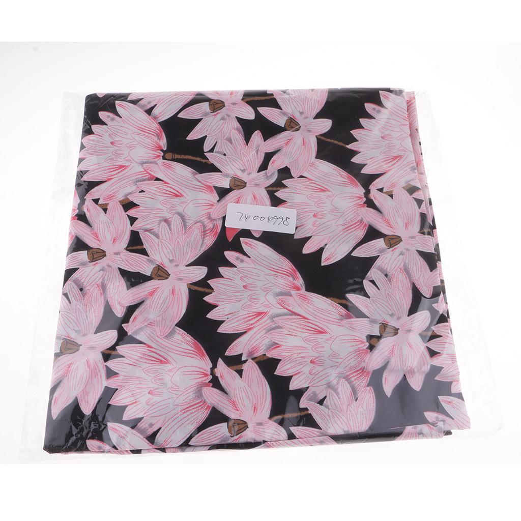 Printed Floral Cotton Fabric Sewing Material Japanese Black Lotus 1 Meter