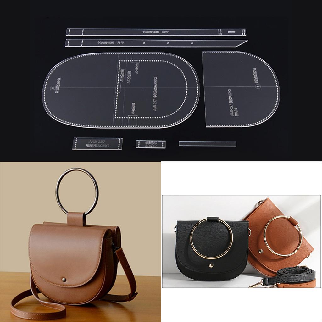 7pcs Shoulder Bag Handbag Acrylic Leather Craft Pattern Stencil Template DIY