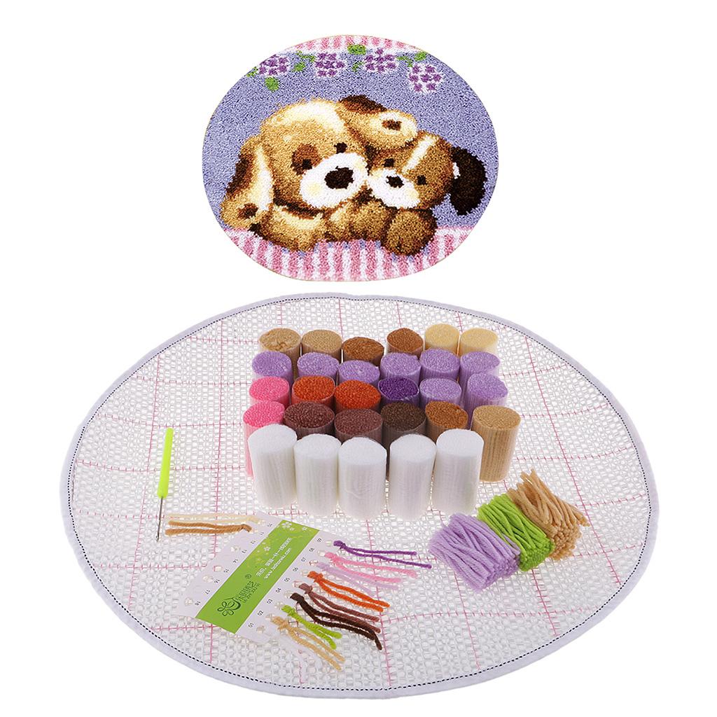 Latch Hook Rug Kit DIY Carpet Craft Decoration Rug Making Kit Two Dogs