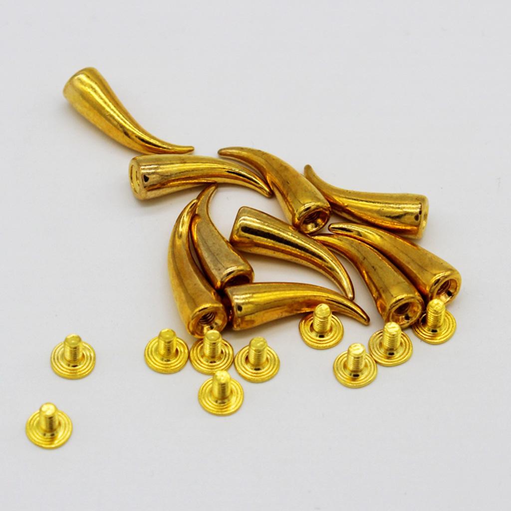 10 Sets Curved Cone Screwback Studs Rivets for DIY Leather Craft Punk Gold